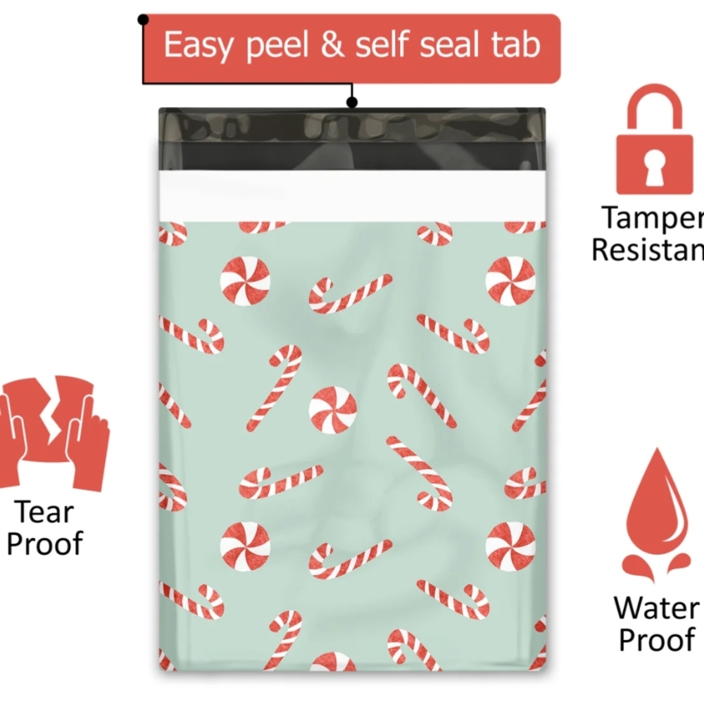 15 Candy Cane Poly Mailers - Picture 3 of 5